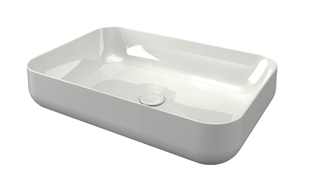Saniterra Tuscano Oblong countertop washbasin in White - 312052W