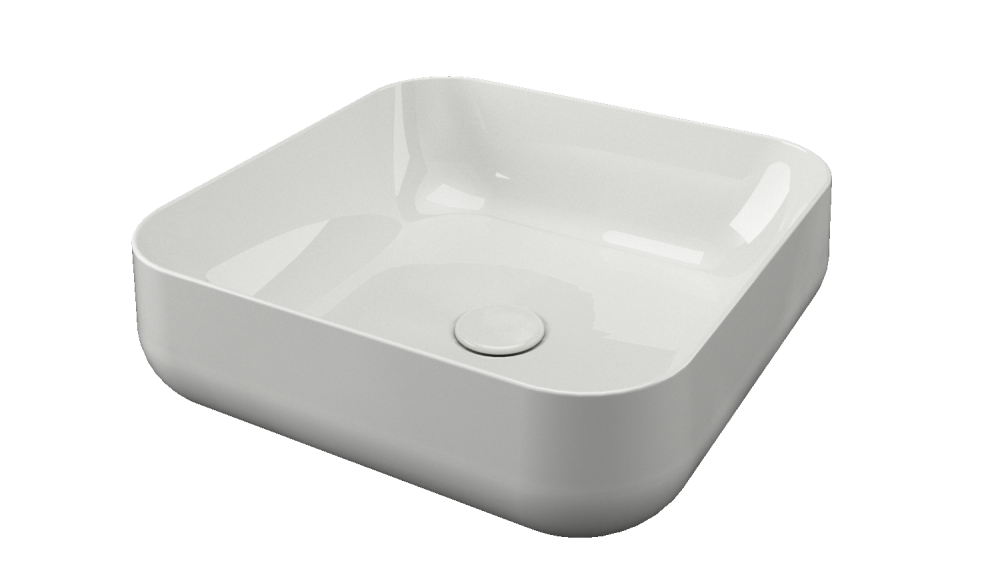 Saniterra Tuscano Quadra W44 Top Counter Wash Bowl in white- 312051W44