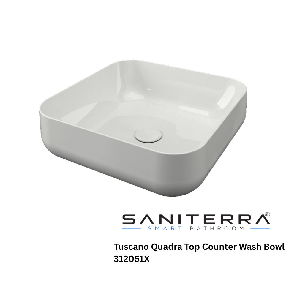Saniterra Tuscano Quadra W44 Top Counter Wash Bowl -Reference: 312051X44