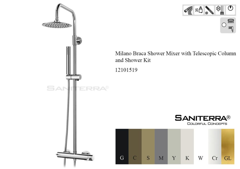 12101519-milano celin shower mixer with telescopic column & shower kit