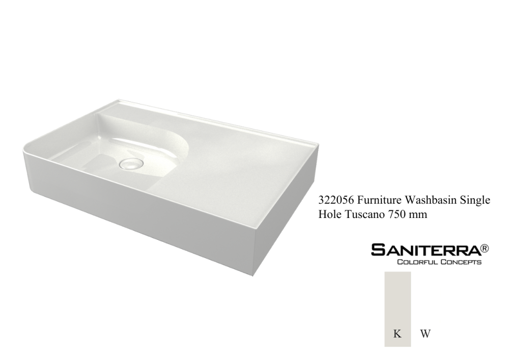 322056 Furniture Washbasin Single Hole Tuscano 750 mm