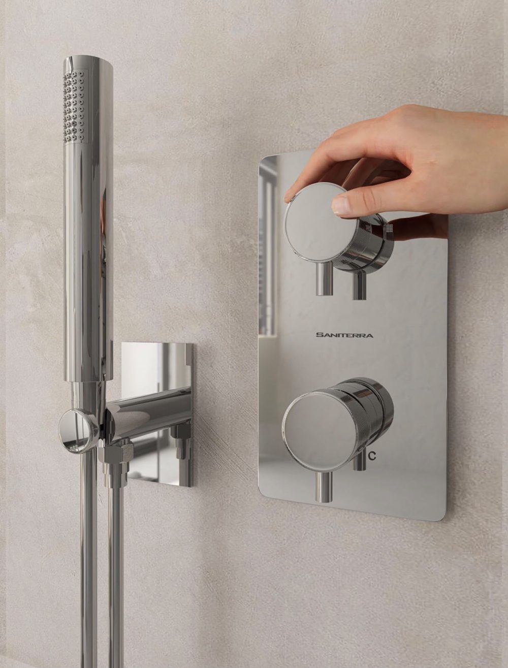 Concealed 2 way out bath mixer tap with knurling handle-diamond