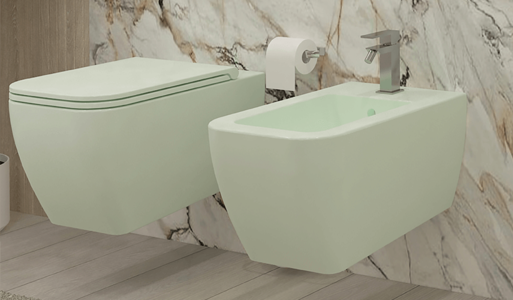 Green-wall-mounted-toilet-&-bidet