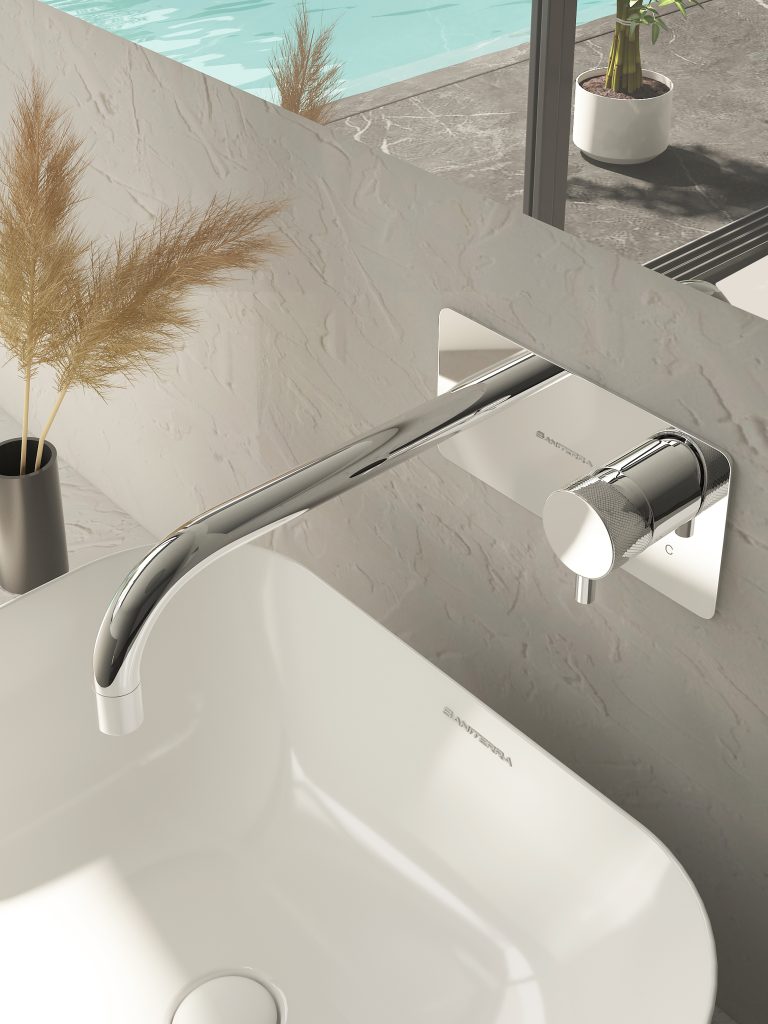 Saniterra tuscano Diamond Concealed Basin mixer tap with knurling handle -Chrome Saniterra tuscano Diamond Concealed Basin mixer tap with knurling handle in Chrome