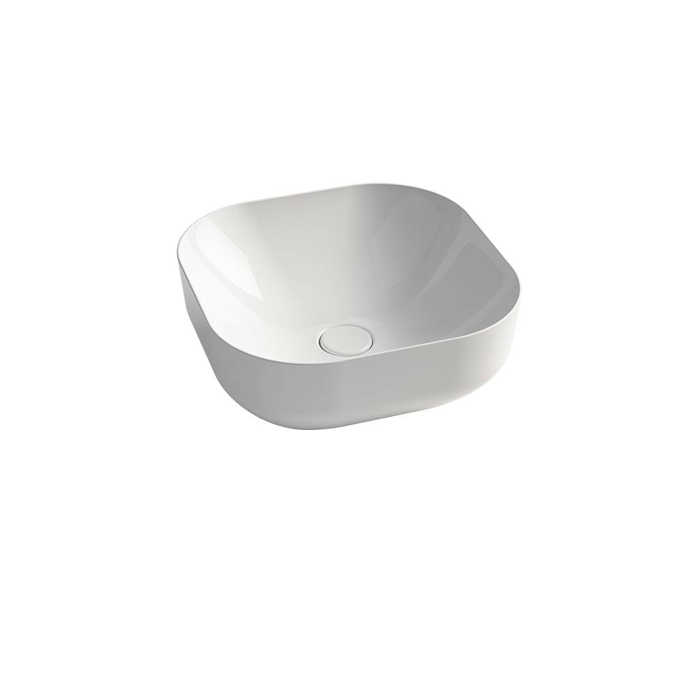 Saniterra Tuscano Diamond W42 Countertop wash Bowl in White- 312028W42